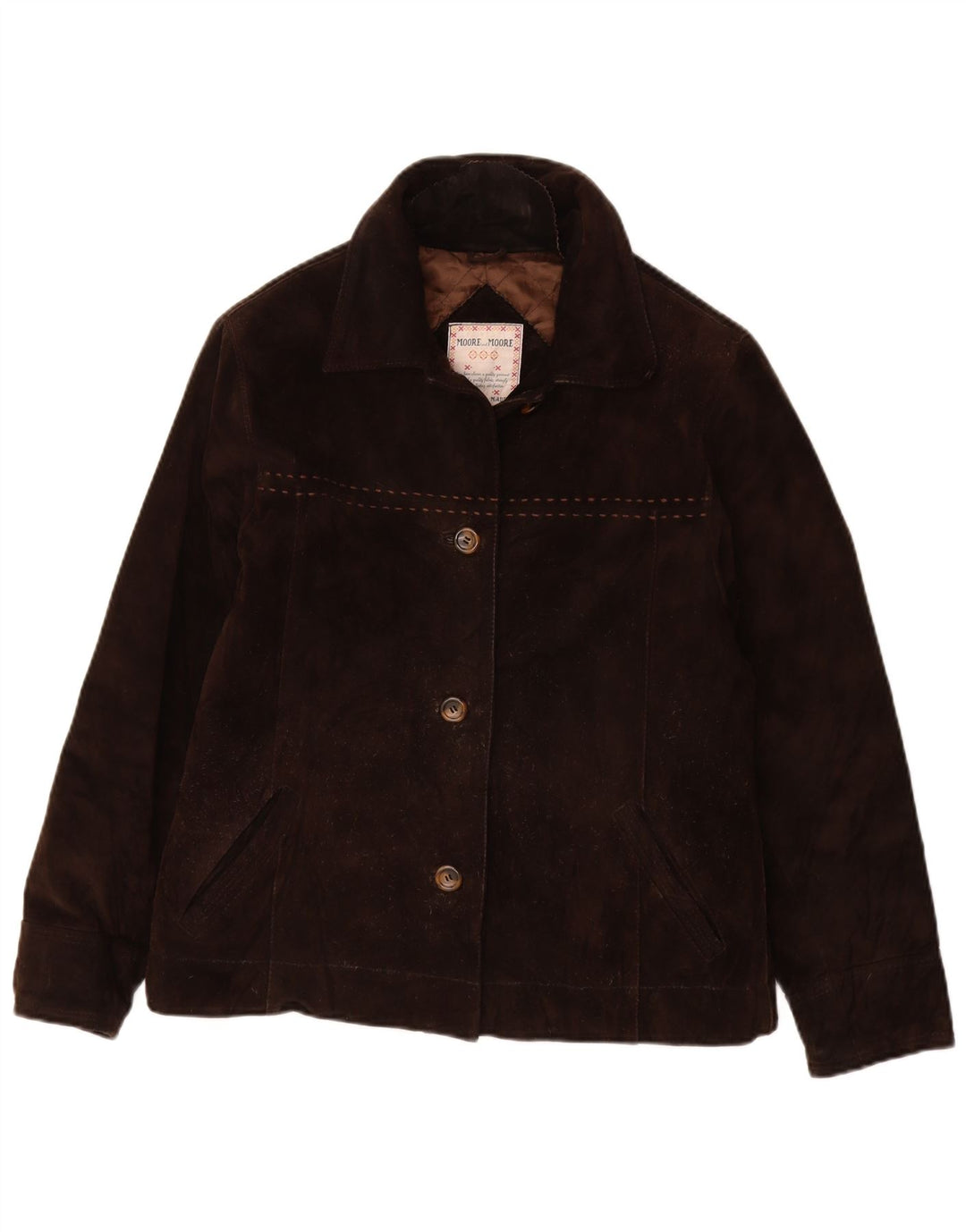 Jacheta de piele intoarsa pentru femei VINTAGE IT 42 din piele maro medie