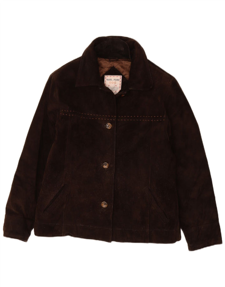 Jacheta de piele intoarsa pentru femei VINTAGE IT 42 din piele maro medie