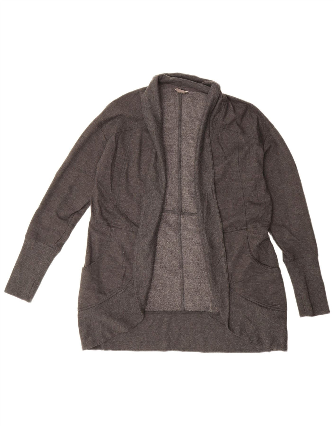 Pulover cardigan deschis supradimensionat pentru femei Eddie Bauer UK 10 mic bumbac gri