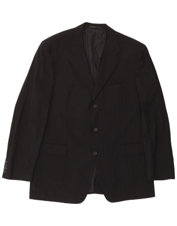 Blazer pentru bărbați Hugo Boss cu 3 nasturi EU 56 3XL Lână cu dungi negre
