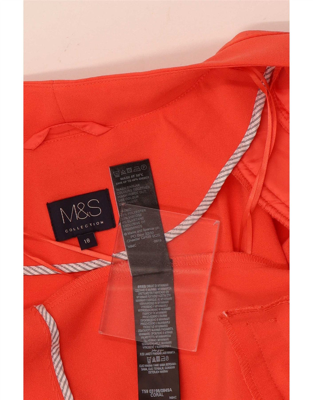 Jachetă pentru femei Marks & Spencer Open Blazer UK 18 XL Portocaliu Poliester