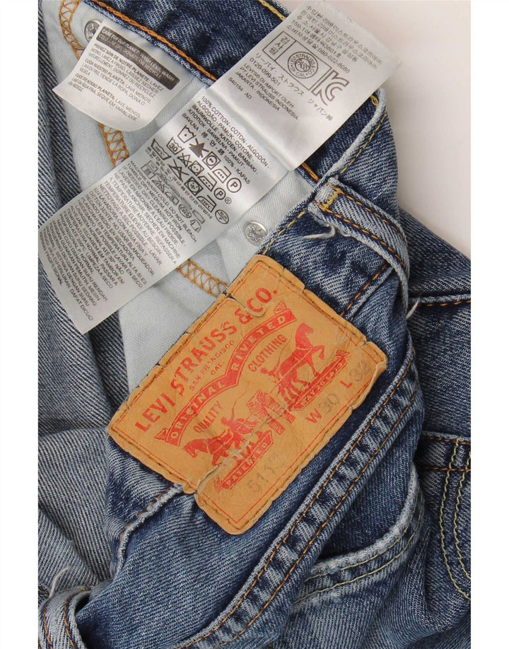 Blugi Levi's 511 Distressed Slim W30 L28 Bumbac albastru