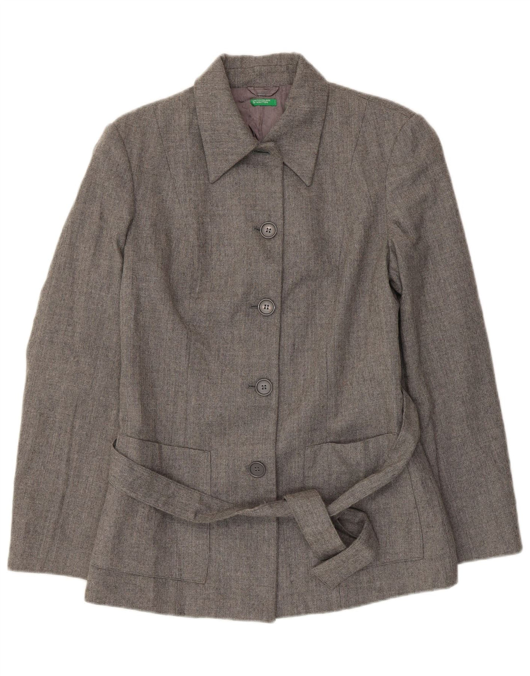 Sacou Benetton pentru femei cu 5 nasturi IT 44 Lână virgină gri mediu