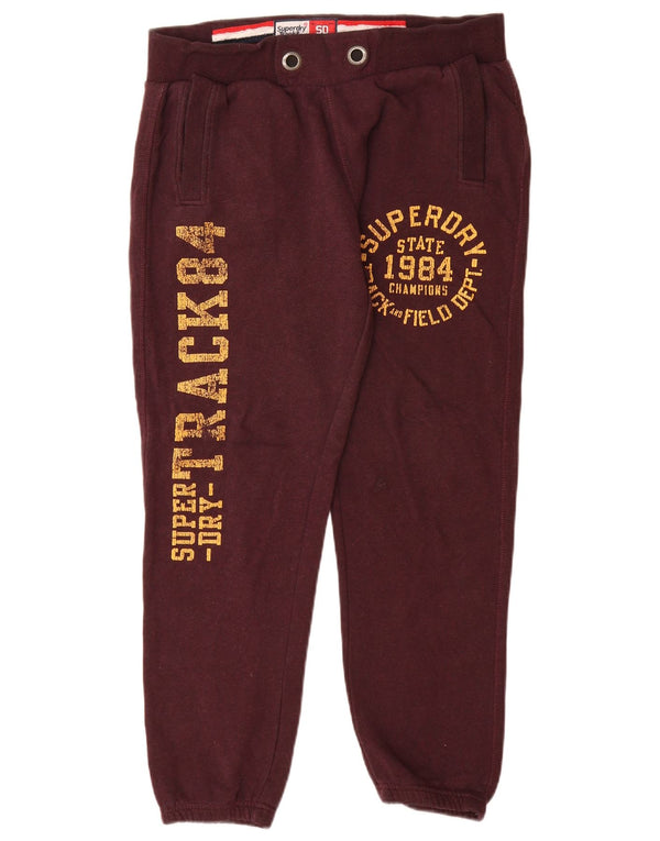 Pantaloni de trening grafic Superdry pentru femei Pantaloni de jogging UK 14 Medium Burgundy