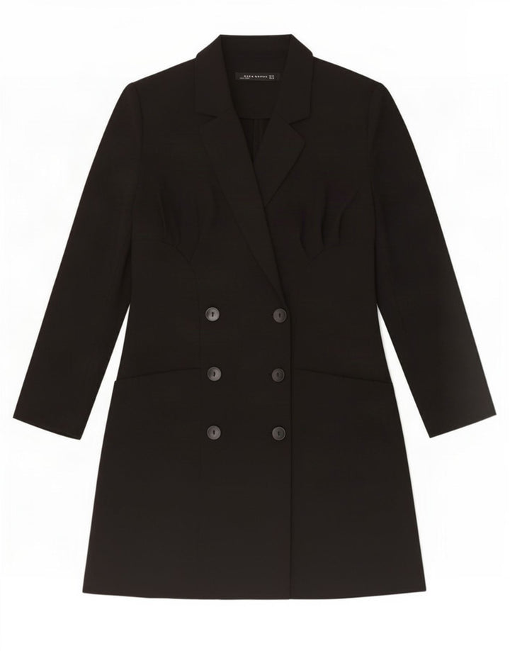 Palton dublu pentru femei Zara UK 12 Medium Negru