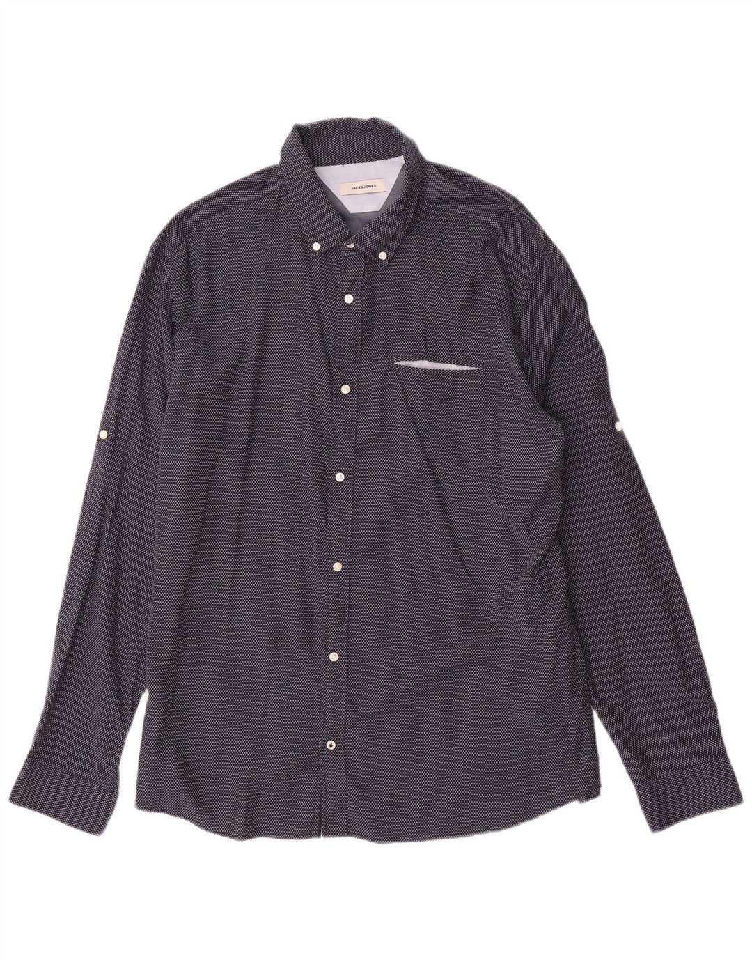 Cămașă Jack & Jones pentru bărbați 2XL, bumbac geometric, albastru bleumarin