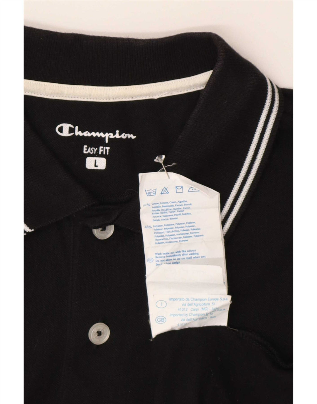 Tricou polo pentru bărbați Champion Easy Fit, mare, negru, bumbac