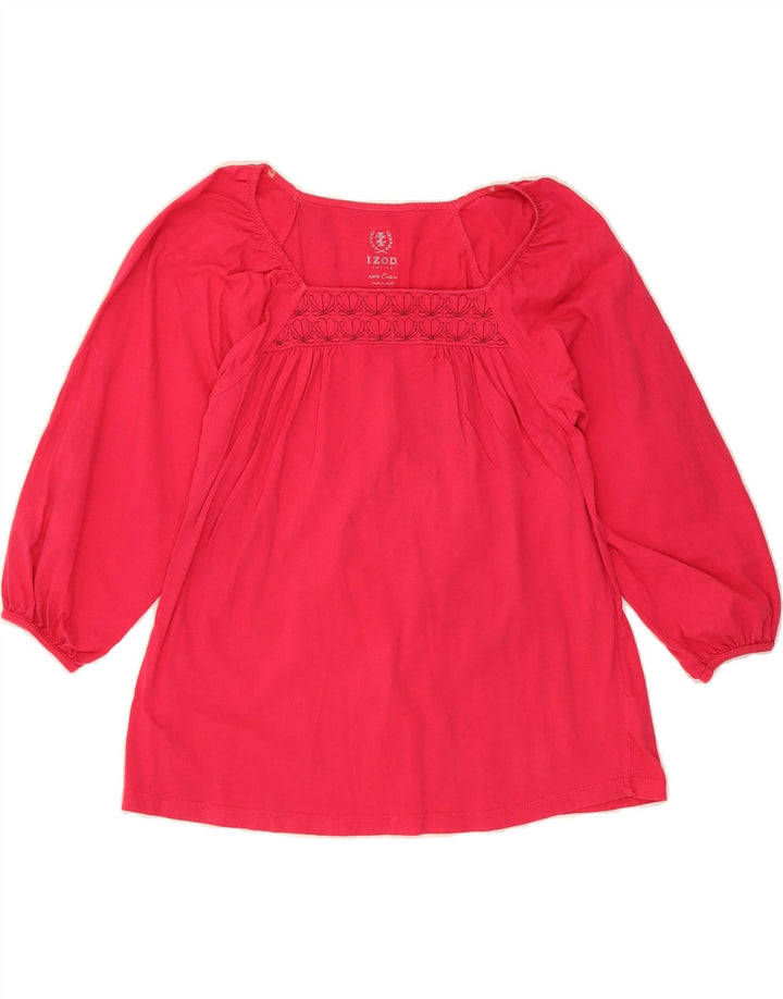 IZOD Womens 3/4 Sleeve Blouse Top UK 12 Medium Red Cotton Vintage Izod and Second-Hand Izod from Messina Hembry 