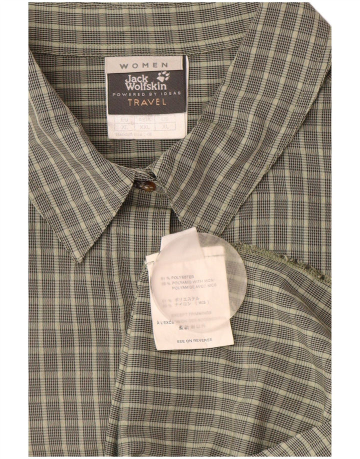 Cămașă cu mânecă scurtă pentru femei JACK WOLFSKIN UK 18 XL Kaki Check Poliester