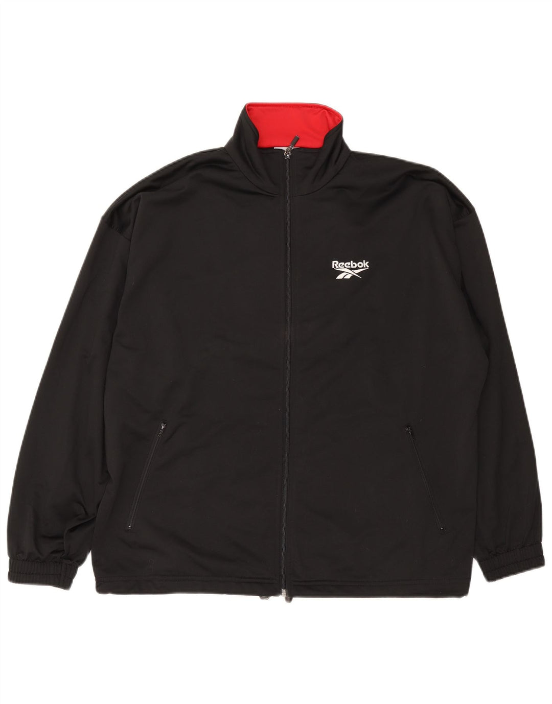 Jachetă de trening Reebok Graphic Loose Fit pentru bărbați, poliester negru mic