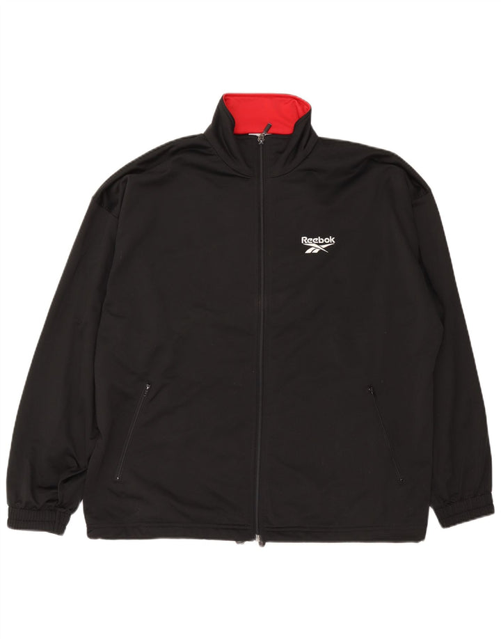 Jachetă de trening Reebok Graphic Loose Fit pentru bărbați, poliester negru mic