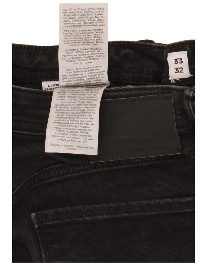 Blugi Jack & Jones GLENN Slim pentru bărbați W33 L32 bumbac negru