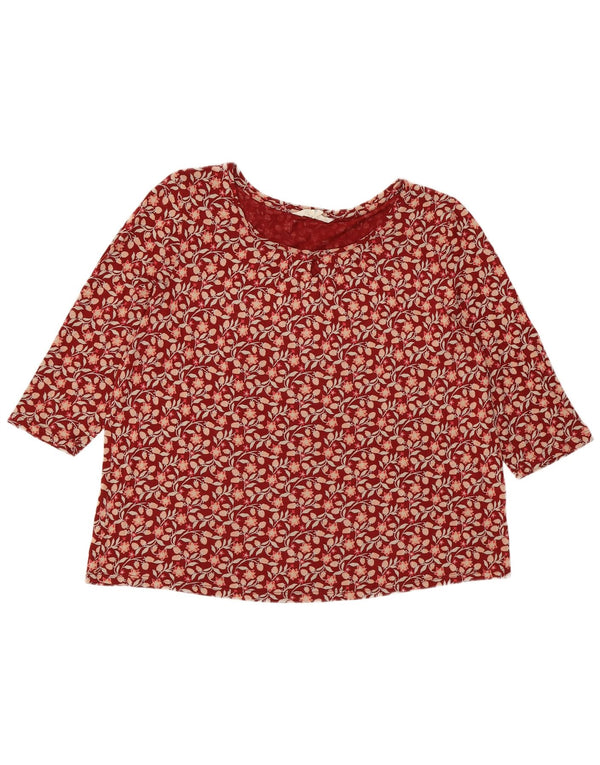 Seasalt Cornwall Top pentru femei cu mâneci 3/4 UK 16 Lung Burgundy Floral Viscose