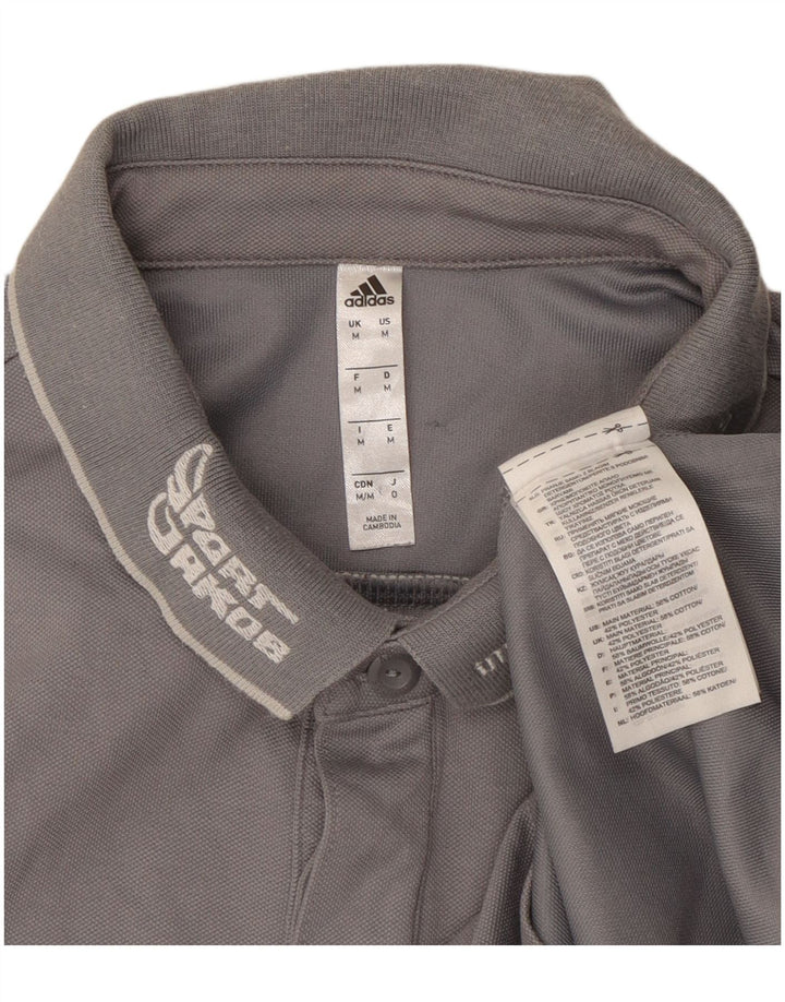 Tricou polo Adidas Climalite Graphic pentru bărbați, bumbac gri mediu