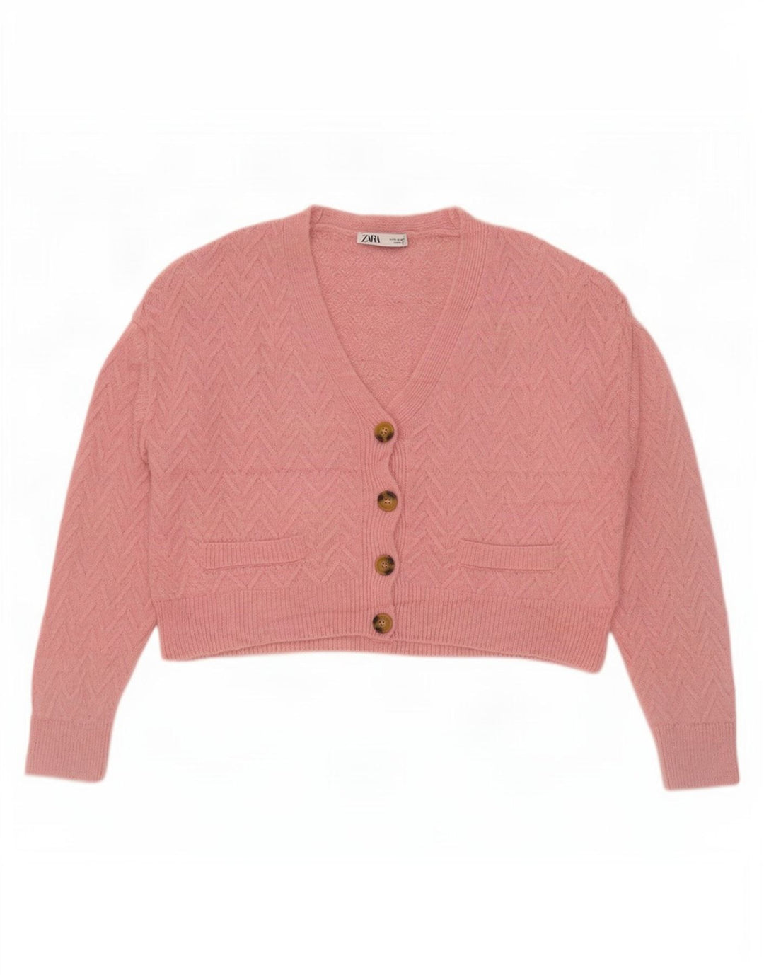 Pulover cardigan supradimensionat pentru femei Zara UK 14 Medium Pink Chevron