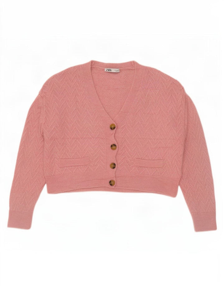 Pulover cardigan supradimensionat pentru femei Zara UK 14 Medium Pink Chevron
