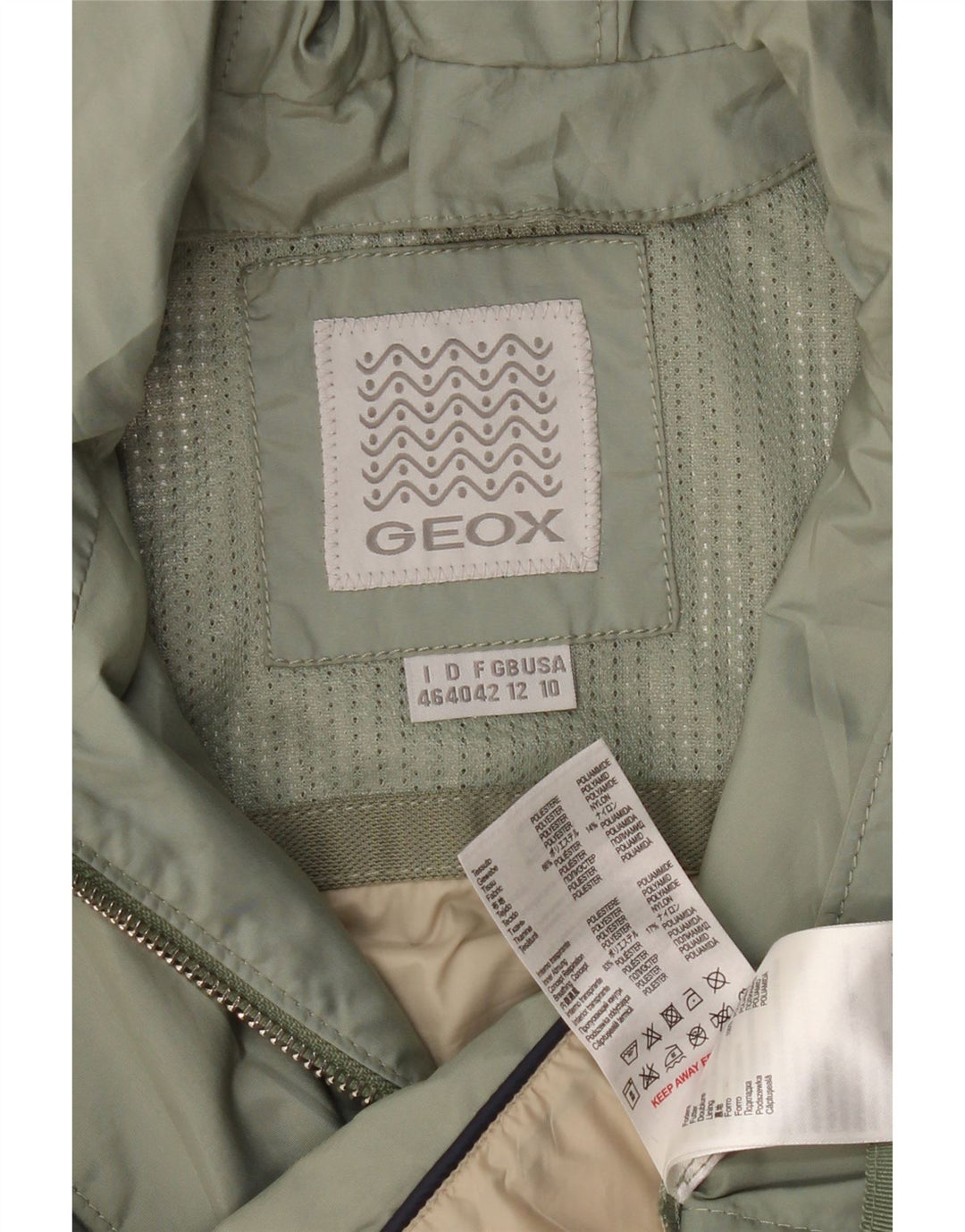 Jachetă bomber cu glugă Geox pentru femei UK 12 Poliester kaki mediu