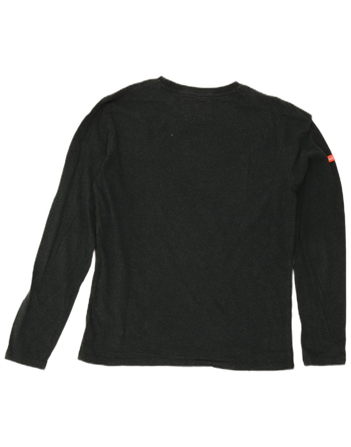 Top pentru bărbați Superdry cu mânecă lungă din bumbac verde mediu
