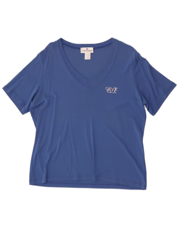 CARLA FERRONI Tricou pentru femei Top UK 20 2XL Blue Viscose