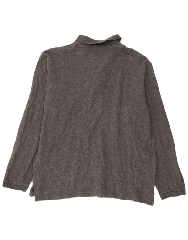 EDDIE BAUER Mens Long Sleeve Polo Shirt Large Grey Cotton