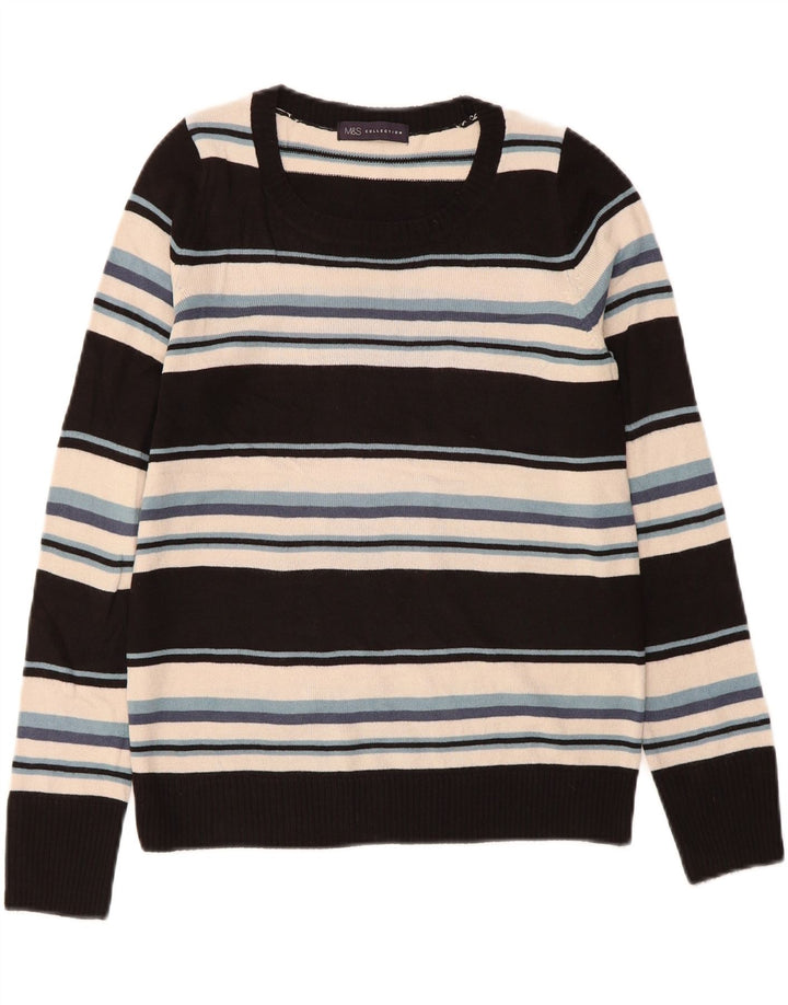 MARKS & SPENCER Womens Boat Neck Jumper Sweater UK 12 Medium  Black Vintage Marks & Spencer and Second-Hand Marks & Spencer from Messina Hembry 