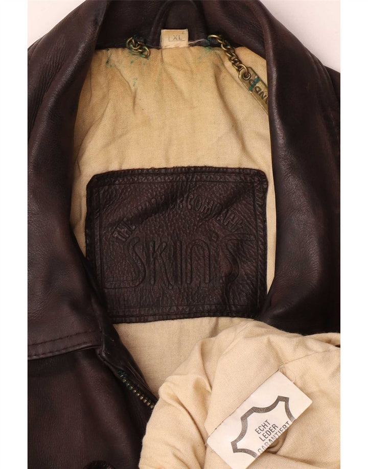 Jachetă de piele vintage pentru bărbați UK 42 XL maro