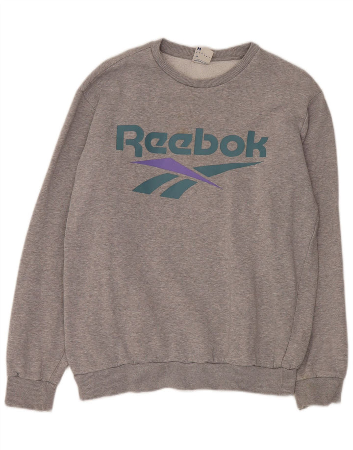 Hanorac grafic pentru bărbați Reebok Jumper, bumbac, gri mediu