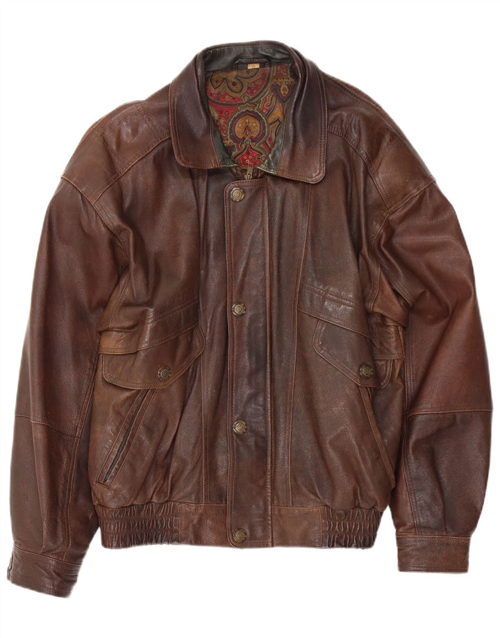 Jachetă Bomber din piele pentru bărbați Canda UK 42 XL maro
