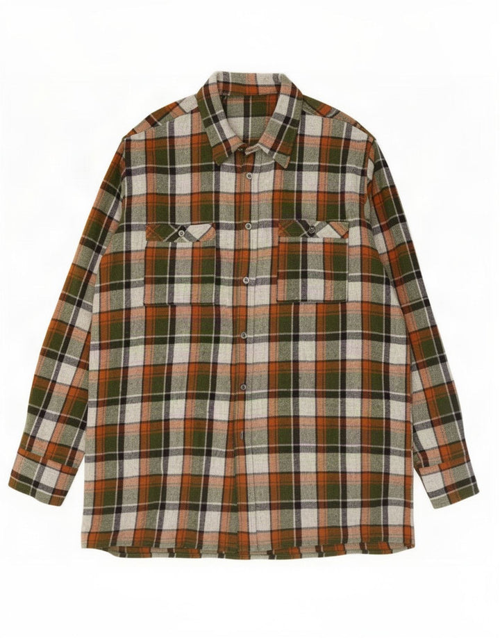 Cămașă de flanel pentru bărbați vintage, carouri mari, multicolore
