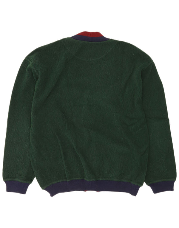 Pulover Cardigan Vintage pentru bărbați 2XL Lână verde color bloc