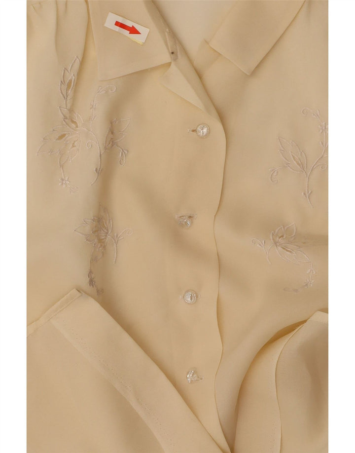 Bluză cămașă cu mânecă scurtă pentru femei VINTAGE UK 14 Medium Galben Floral