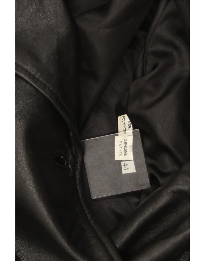 VINTAGE Palton din piele dublu pentru femei IT 44 Piele neagră medie