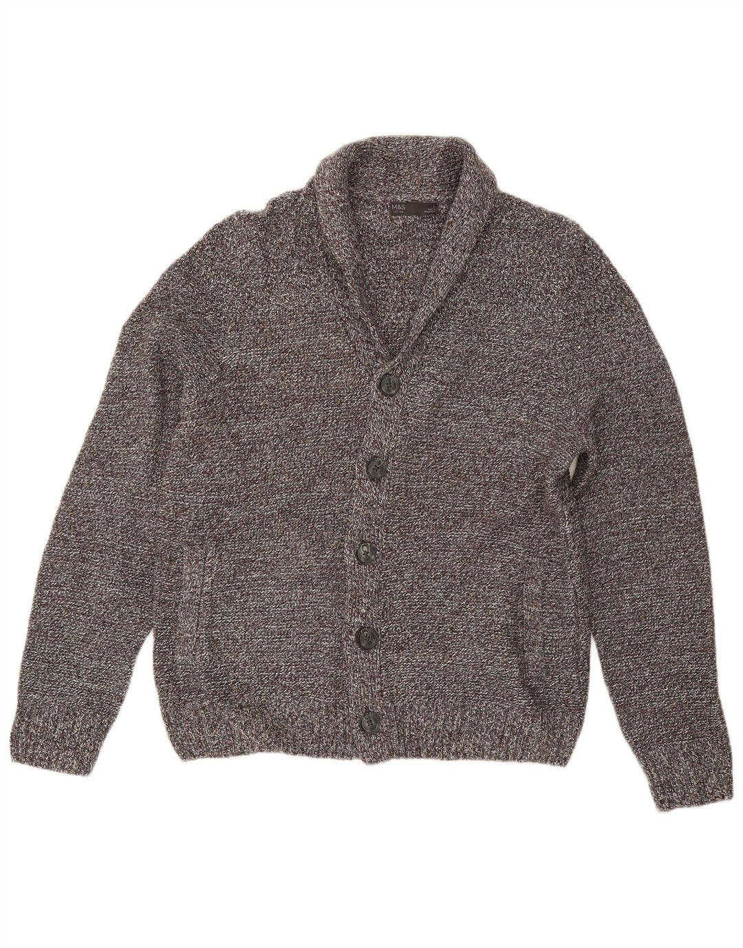 Pulover cardigan pentru bărbați Marks & Spencer, mare, gri cu pete acrilice