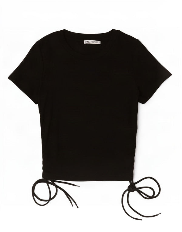 Zara Womens Crop Top UK 12 Medium Black Polyester