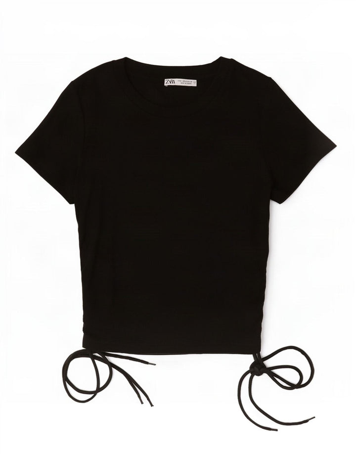 Crop Top pentru femei Zara UK 12 Poliester mediu negru
