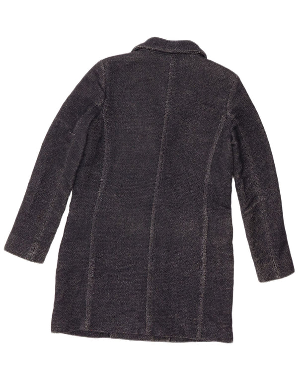 Massimo Dutti Womens Overcoat EU 36 XS Navy Blue Wool