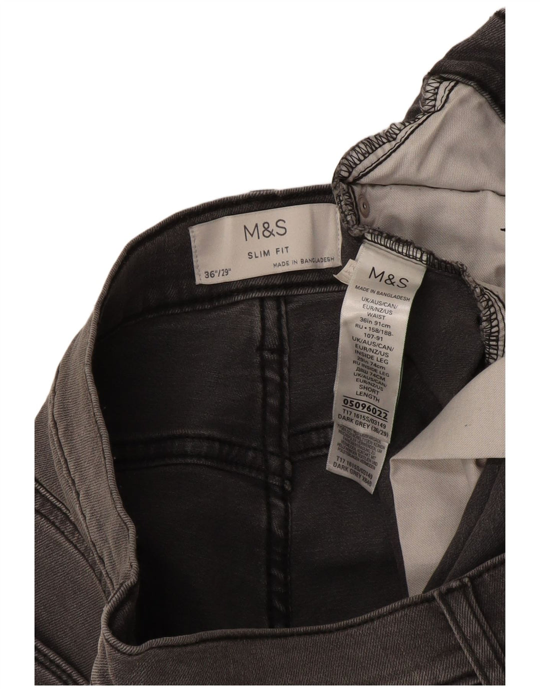 Blugi slim pentru bărbați Marks & Spencer W36 L29 bumbac gri