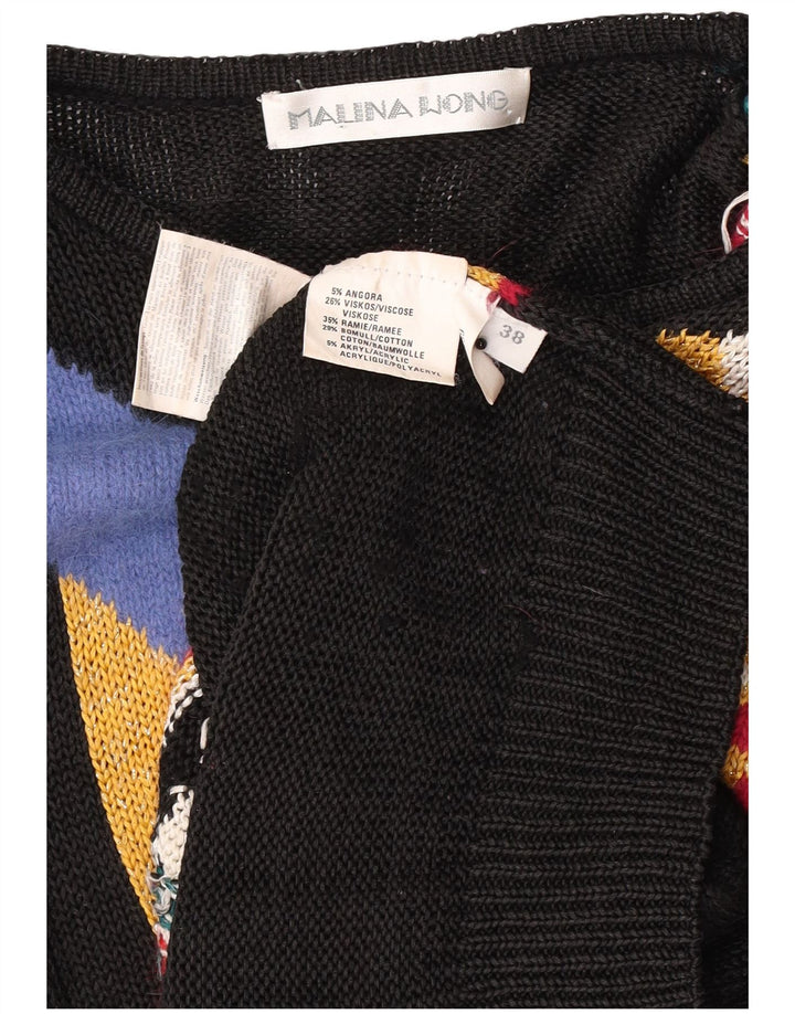 Malina Wong Pulover pentru damă cu gât crew pulover EU 38 Medium Negru Retro