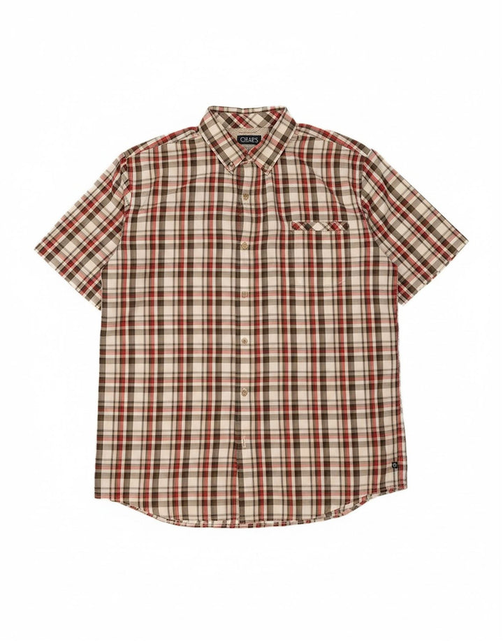 CHAPS Mens Big & Tall Short Sleeve Shirt XL Green Check Polyester