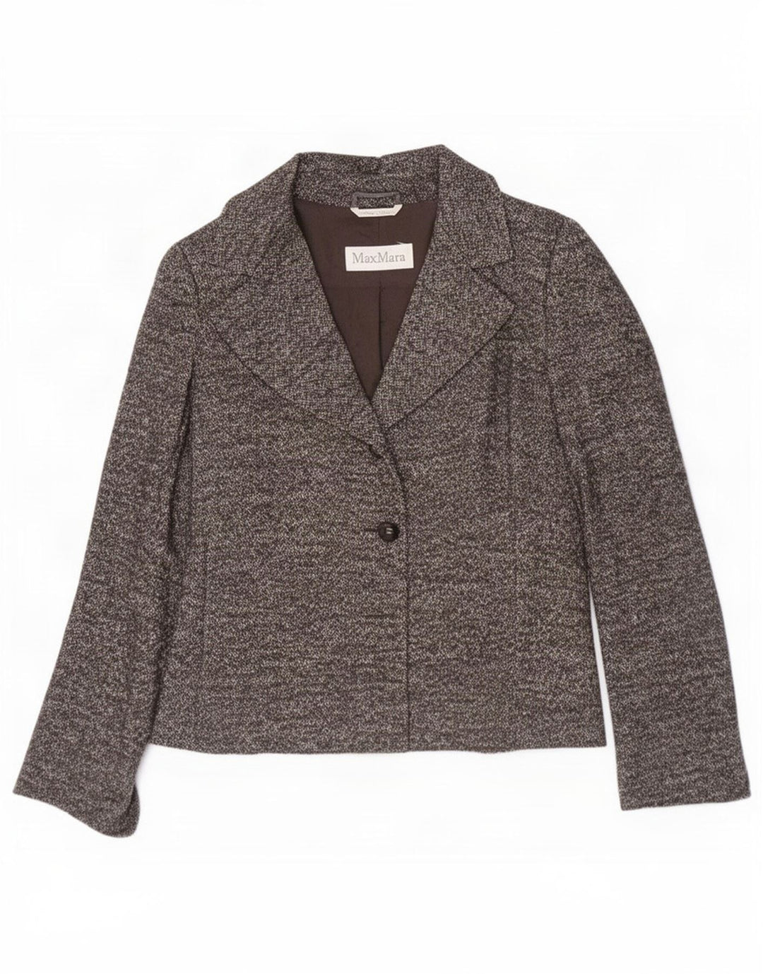 Jachetă Blazer pentru femei Max Mara cu 1 nasture UK 12 Lână în spină de pește mediu gri