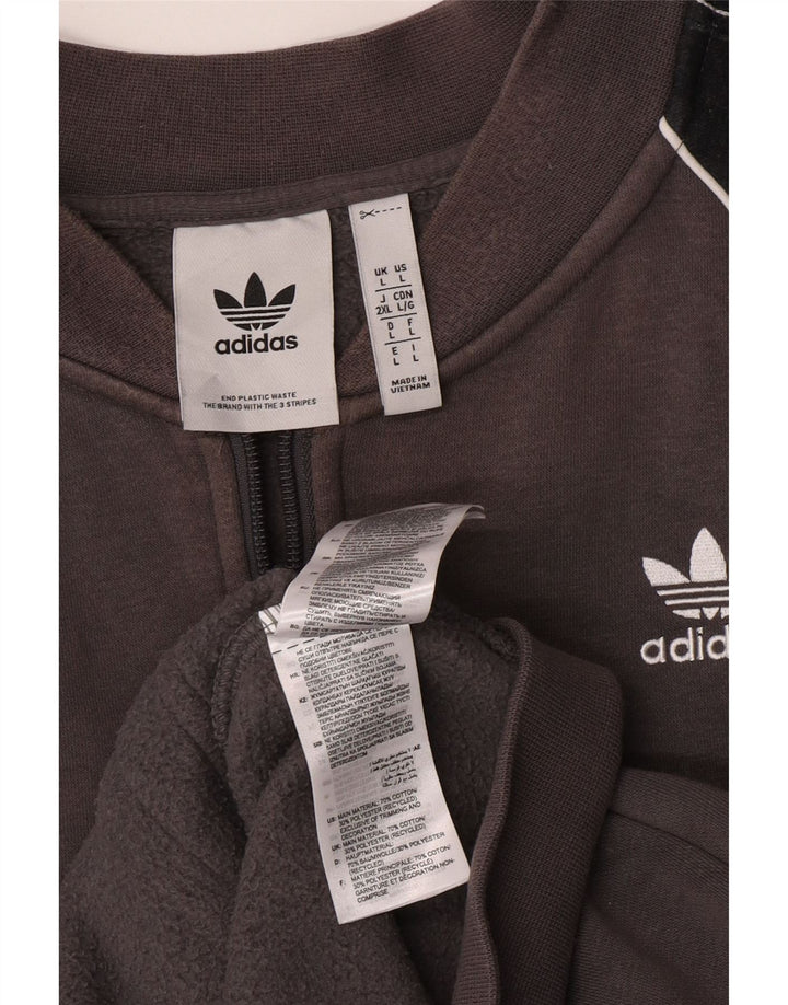 Jachetă de trening pentru bărbați Adidas, mare, gri din bumbac color bloc