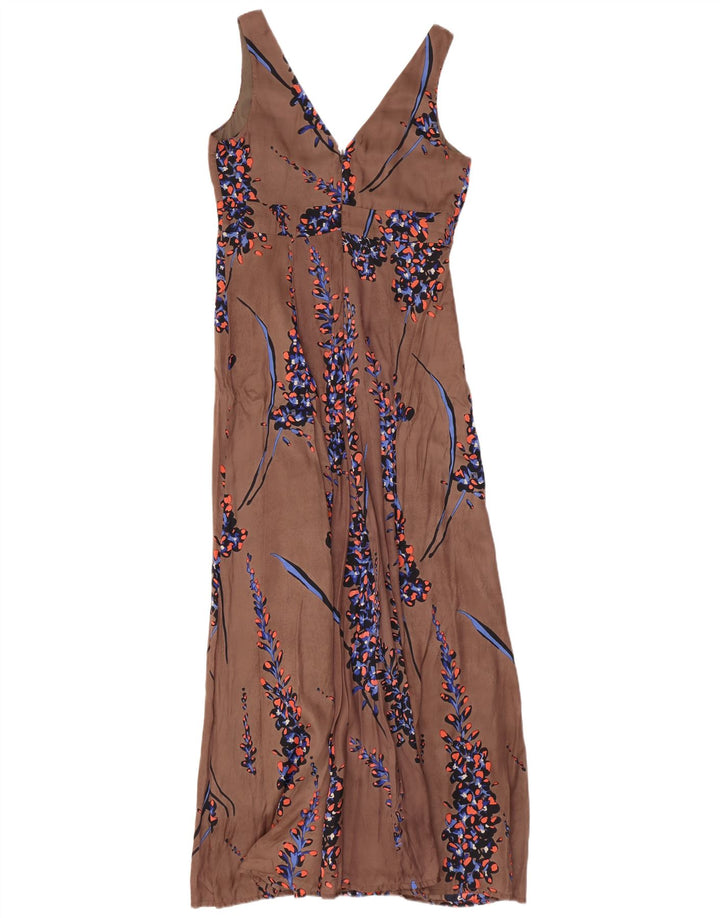 Rochie maxi fără mâneci pentru femei GREAT PLAINS UK 12 Medium Brown Floral Rayon
