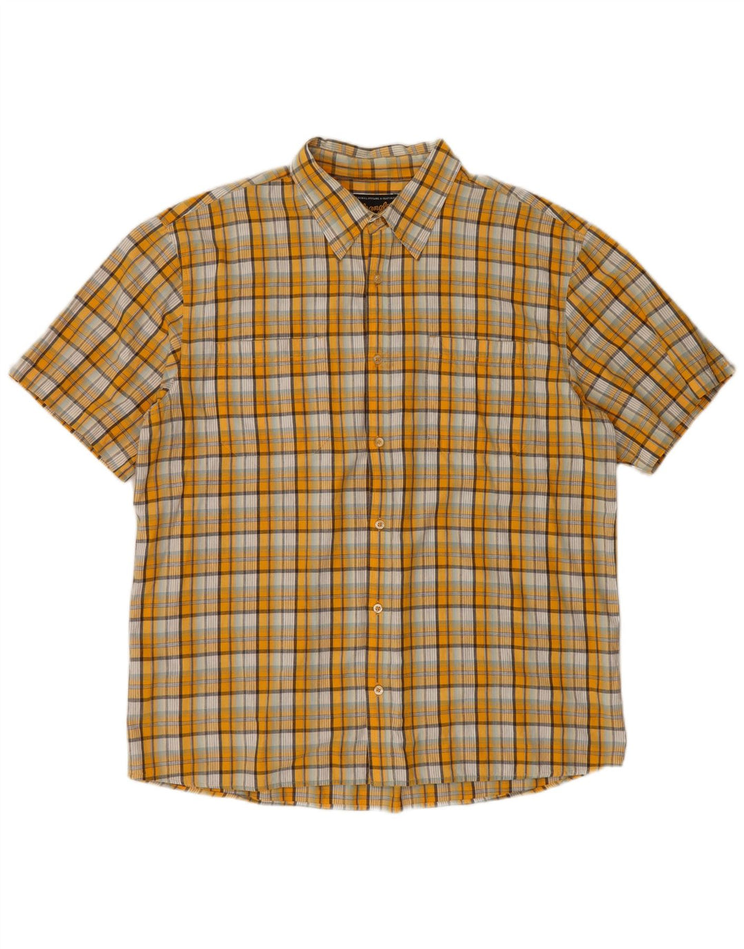 Cămașă cu mânecă scurtă pentru bărbați Wrangler 2XL, bumbac cu carouri galbene