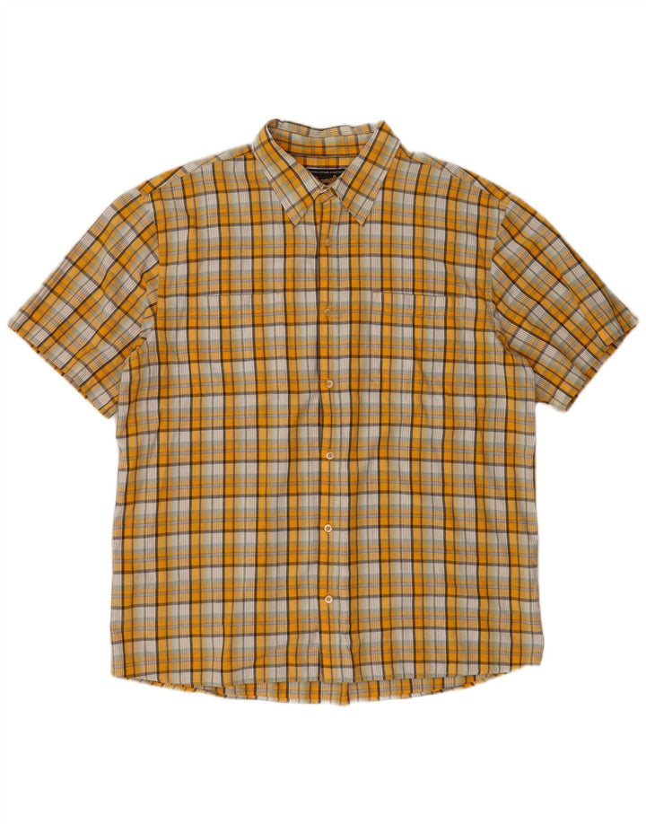 Cămașă cu mânecă scurtă pentru bărbați Wrangler 2XL, bumbac cu carouri galbene