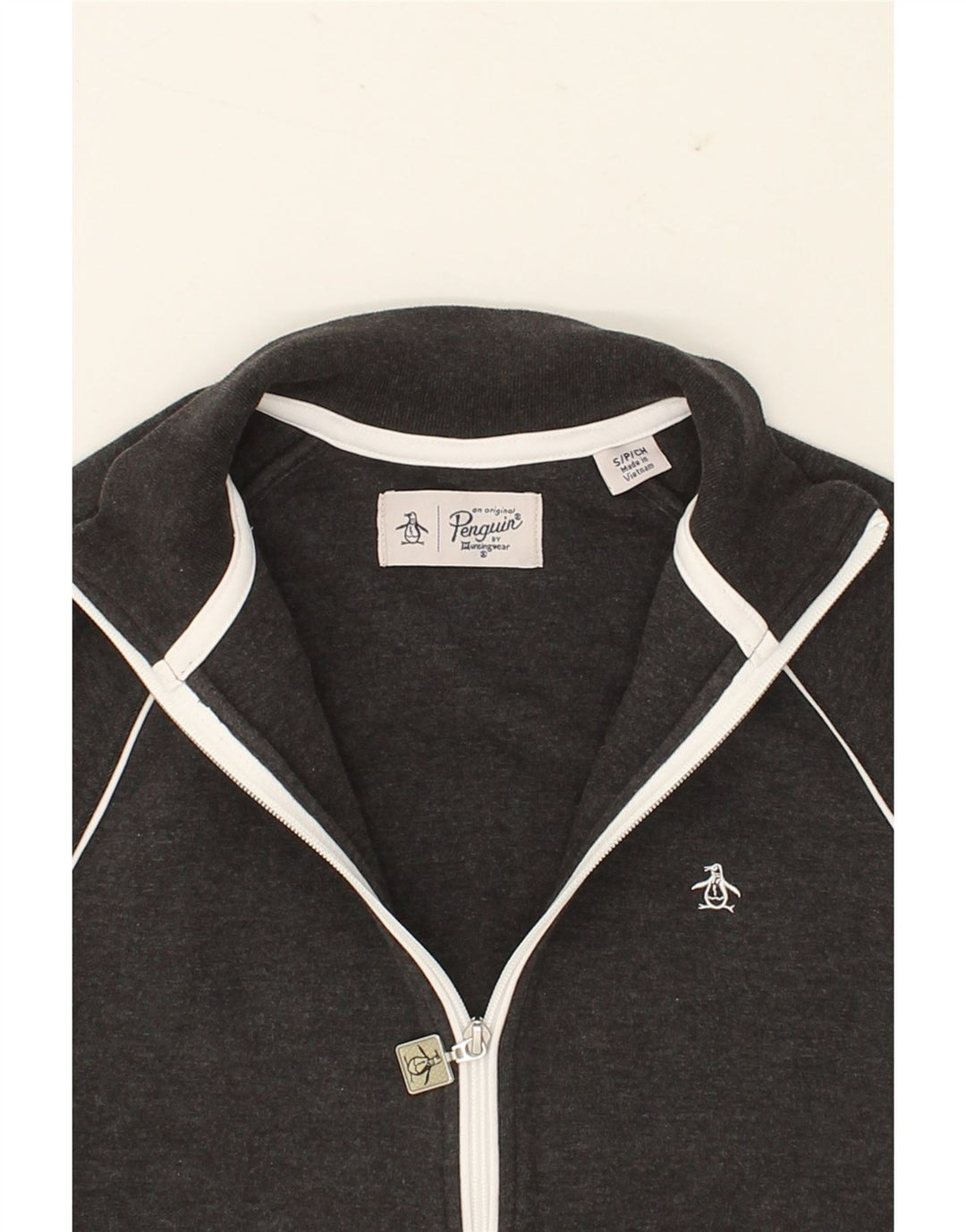 PENGUIN Mens Tracksuit Top Jacket Small Grey Cotton Vintage Penguin and Second-Hand Penguin from Messina Hembry 