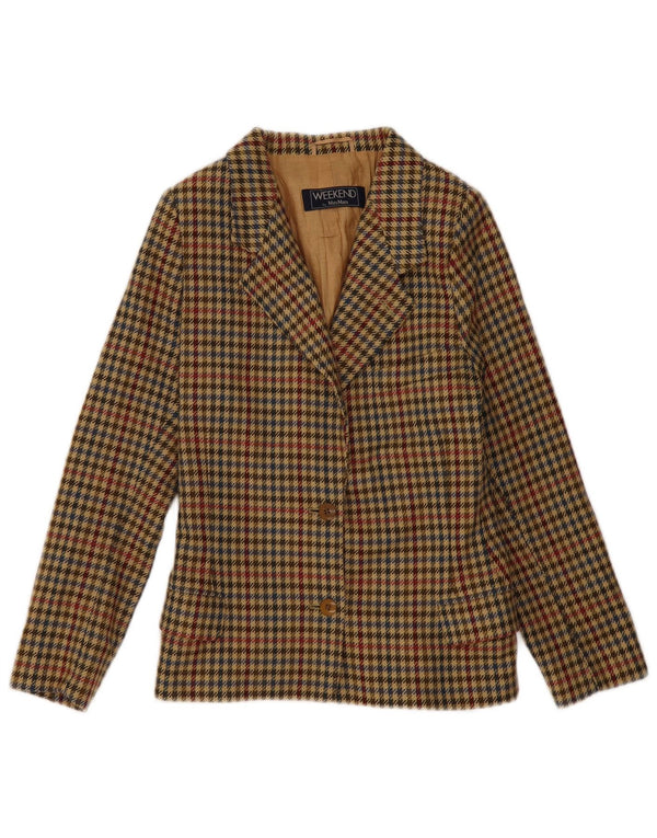 Sacou blazer pentru femei de weekend cu 2 nasturi Max Mara UK 18 XL verde Houndstooth