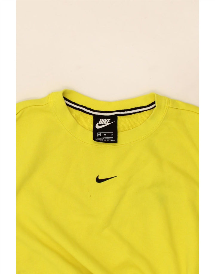 NIKE Womens Graphic Sweatshirt Jumper UK 14 Medium Yellow Cotton Vintage Nike and Second-Hand Nike from Messina Hembry 