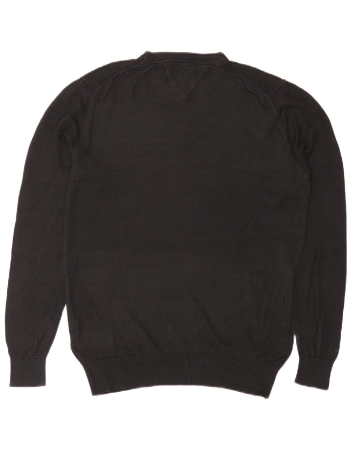 Pulover Tommy Hilfiger pentru bărbați, cu gât crew, bumbac mediu negru