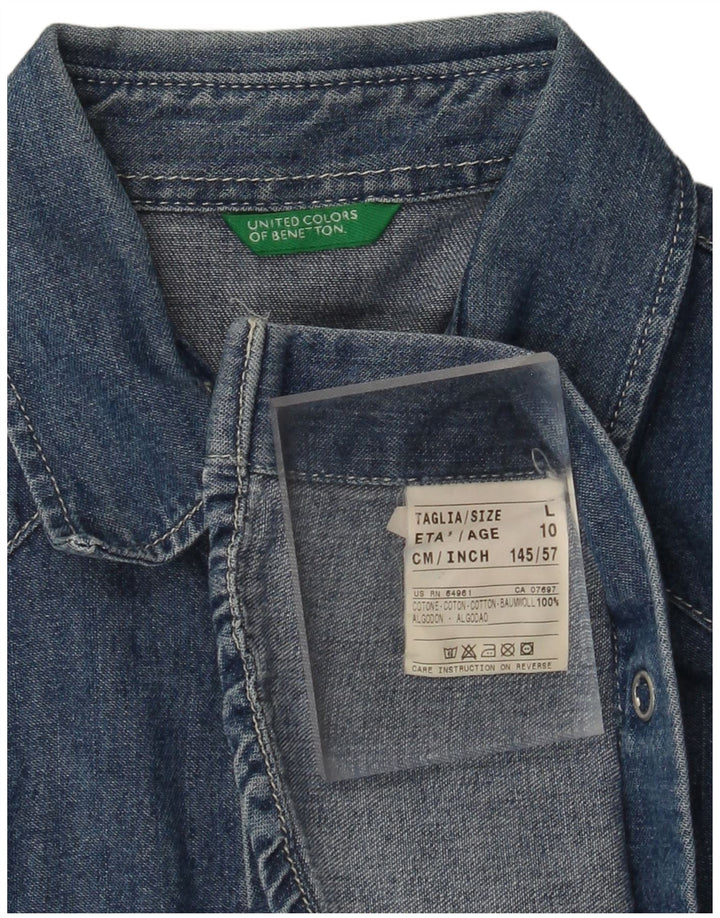Cămașă BENETTON Băieți Denim 9-10 Ani Mare Bumbac Albastru