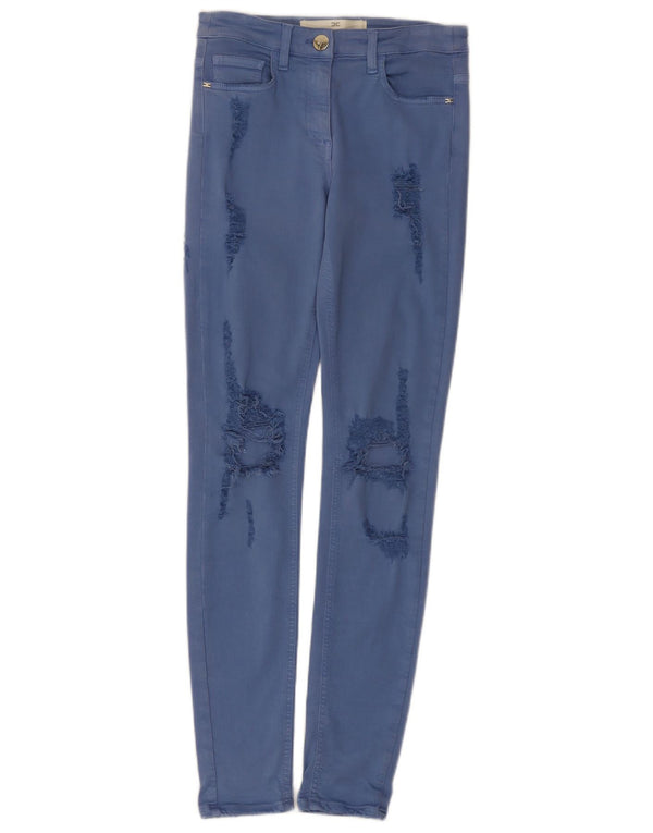 Elisabetta Franchi Blugi Skinny Distressed Womens W28 L31 Blue Viscose